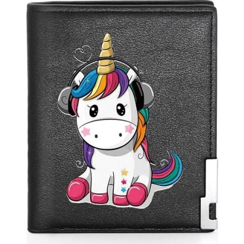 2021 New Arrivals Cute Unicorn Printing Mens Wallet Leather Purse For Men Credit Card Holder Short Slim Wallet Pocket
