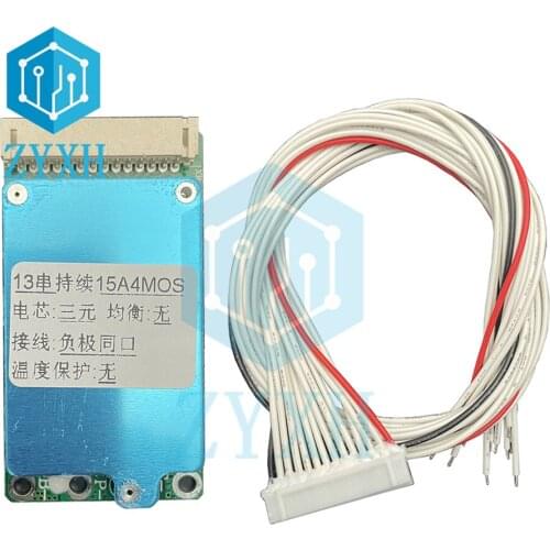 13S BMS 48V 15A Lithium 18650 Battery Charge Board Common Port Short Circuit Protection PCB For E-bike/Escooter/Power Bank