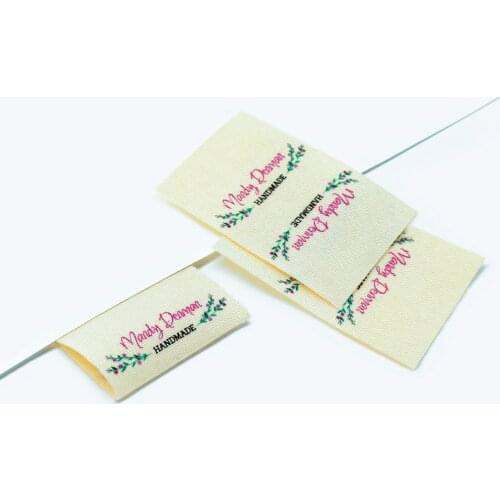 Custom Sewing label, Fold, Custom Clothing Labels - Fabric Name Tags, Logo or Text, Cotton Ribbon, Custom Design (FR116)