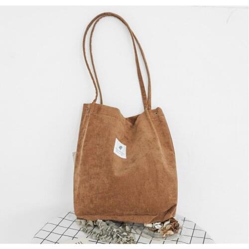 Casual Shoulder Bag Foldable Reusable Shopping Beach Bag High Capacity Women Corduroy Tote Ladies