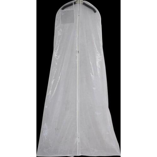Clear Double-sided Mesh/Voile Wedding Dress Dust Cover Protection Case with Zipper for Long Clothes Robe FC87
