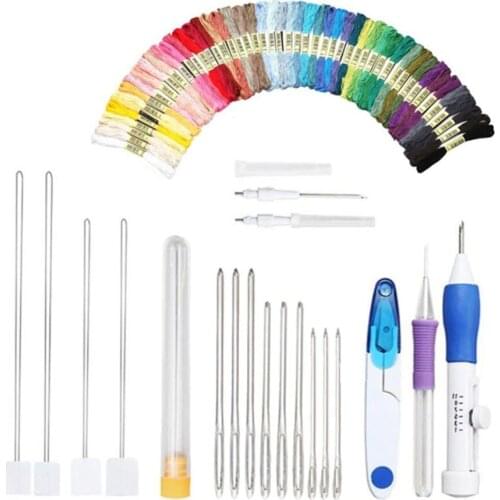 Magic Embroidery Pen Punch Needle Kit Craft Embroidery Thread Cross Stitch Embroidery Thread DIY Knitting Sewing Accessory Tools