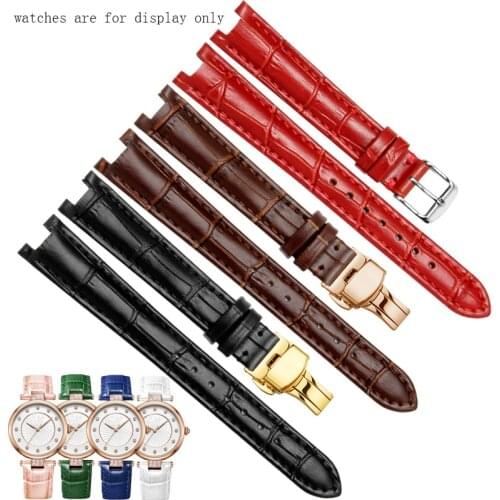 Replacement Strap For Rossini 616368 616764 517784 5758G0 5988 Concave interface womens Genuine Leather Watch Chain