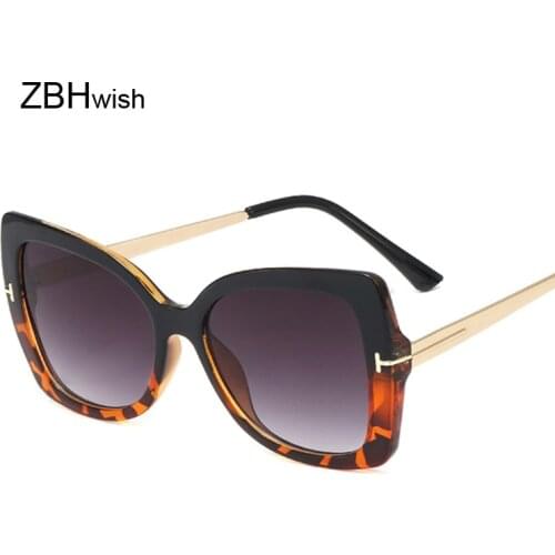 Unisex Square Sunglasses Women 2019 New Fashion Style Sun Glasses Ladies Oversized Big Frame Eyewear Black Leopard UV400