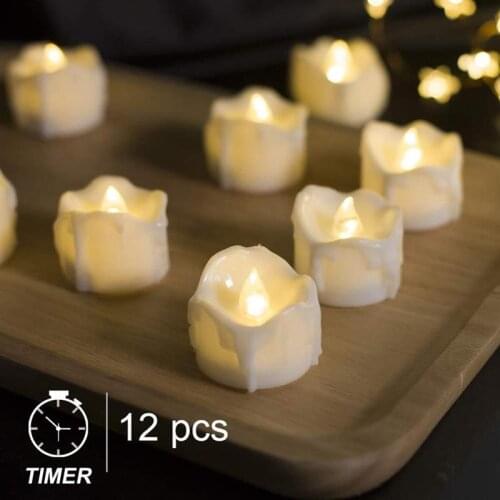 12PCS LED Candle Lamp Light Flameless Simulation Tea Light Wedding Electronic Luminous Candle Lights Home Christmas Party Decor