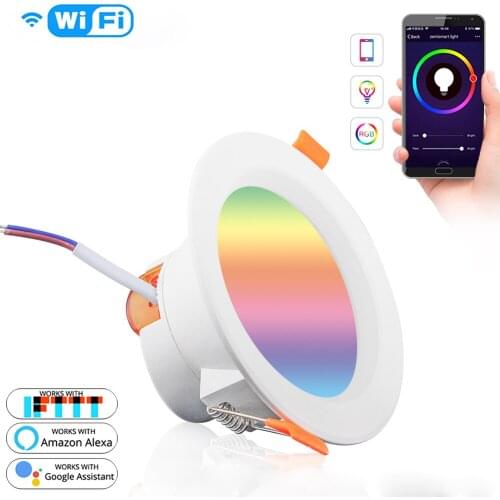 LED Smart Downlight Smart Life APP Control Round Spotlight Smart Home WiFi Dimming Ceiling Indoor lights RGB Warm Cold light