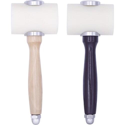 Handheld T Shape Leather Carving Hammer Wood Handle Nylon Leather Carving Mallet DIY Craft Tool Wood + Stainless Steel