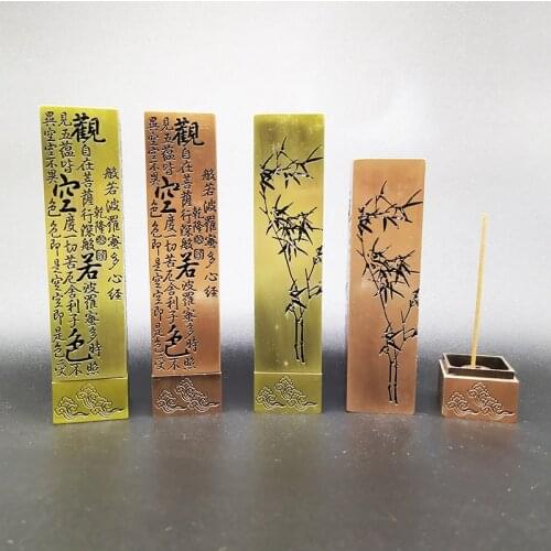 T Hollow Incense Sticks Holder Buddhism Decoration Heart Bamboo Leaf Incense Burner Metal for 10cm Insense Sticks Stove