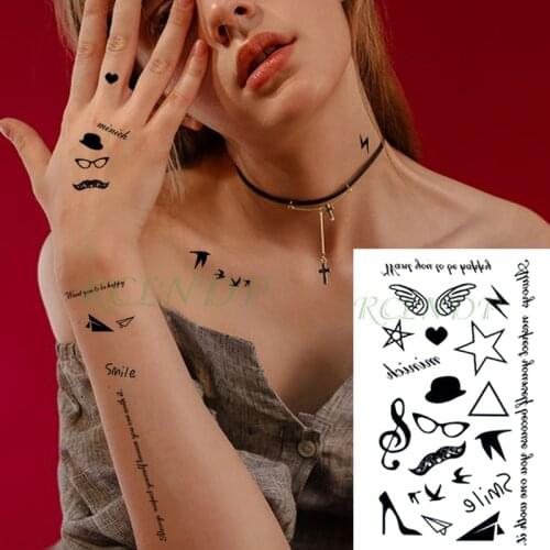 Waterproof Temporary Tattoo Sticker letter wings star musical note tatto stickers flash tatoo fake tattoos for kid Men women