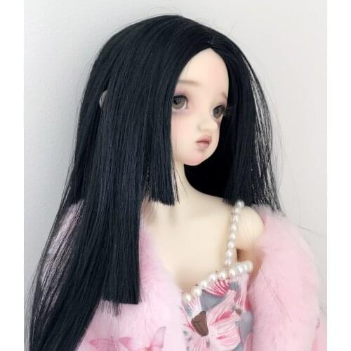 2020 New 1/3 1/4 1/6 1/8 Bjd hair High Temperature black Long straight hair Bjd Wig SD For SD DD BJD Doll Multi-color options
