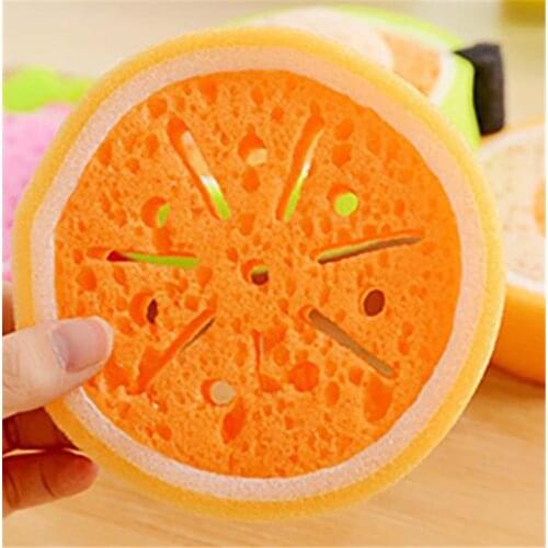 Magic Cleaning Spong Fruit Shape Sponge Brush Strong Clean Cloth Cotton Washing Dishes Scouring Pad Home Kitchen Cleaning Tool