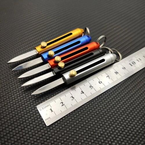 Retractable Sliding Blade Aluminum Alloy Handle Outdoor EDC Pocket Knife Mini multi-function Knife Hand Tools Keychain pendant
