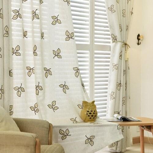 Custom Design Tulle Sheer Flower Embroidered balcony Window Curtains for Home Living Room Decoration in the Kitchen Cafe Curtain