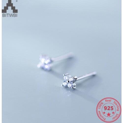 Wholesale Japan Korea Style 925 Sterling Silver Fashion Cute Sweet Zircon Stud Earring Women Jewelry