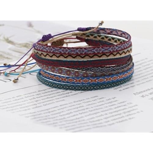 Boho Fabric Charm Bracelet for Women Braided Pulseras Jewellery Nepal Retro Ethnic Bohemia Native Style Jewelry