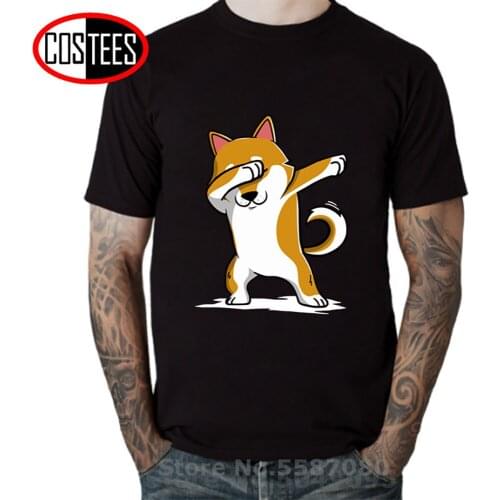 2018 cool Summer funny Dabbing Shiba Inu T Shirt dog lover Tee Short Sleeve 100% Eco Cotton Animal printed Dab Shiba Inu T-shirt