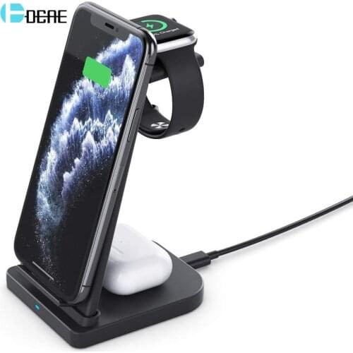3 in 1 Wireless Charger For iPhone 11 XS XR X 8 AirPods Apple Watch 6 SE 5 4 3 2 Charging Stand for iWatch Samsung Huawei Xiaomi