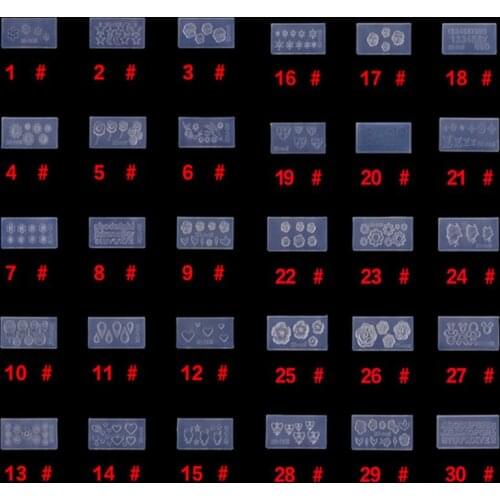 30Pcs 3D Acrylic Silicone Mold Carving Floral Mould for Nail Art DIY Decoration AXYD