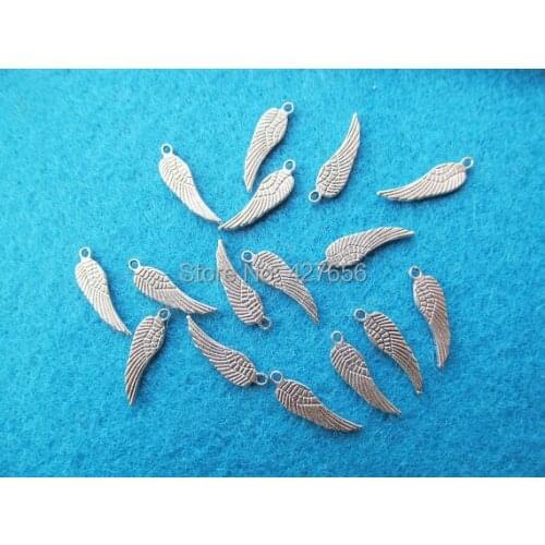500pcs 16.66mmx4.80mm Antique Silver tone Cabinet Cute Single Angel Wing Pendant Charm/Finding,DIY Accessory Jewellery Making