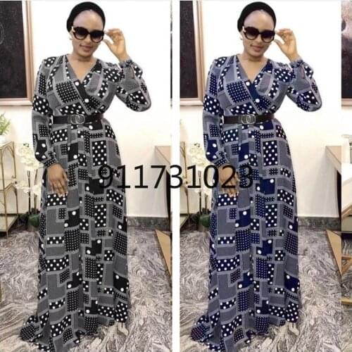 African Dresses For Women Long Sleeve Evening Print Chiffon Gowns Plus Size Muslim Fashion Abaya 2021 New Party Ankara Attire