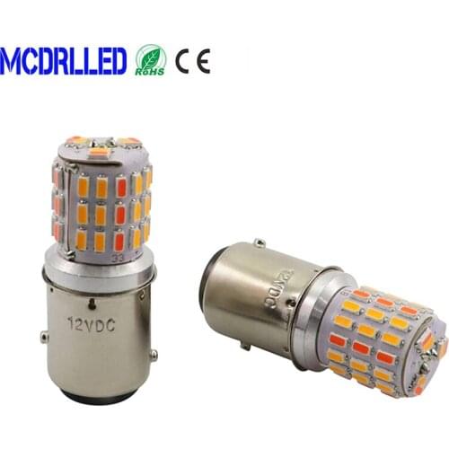 Mcdrlled 2PCS Car Led Light G18 Dual Color R10W R5W DRL Blubs White Rad Yellow Daytime Running Motorcycle Turning Lamp 12V