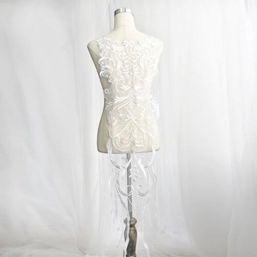 Big size 130*28cm Flower lace embroidered patch applique for stage performance dress sewing on clothes decoration patches