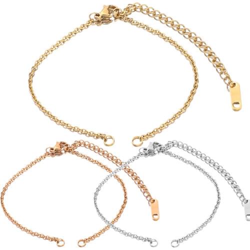 5pcs Lot Stainless Steel Bracelet Jewelry Making Supplies Adjustable Cuban with Extension Chain Connectors Wholesale Bulk Items