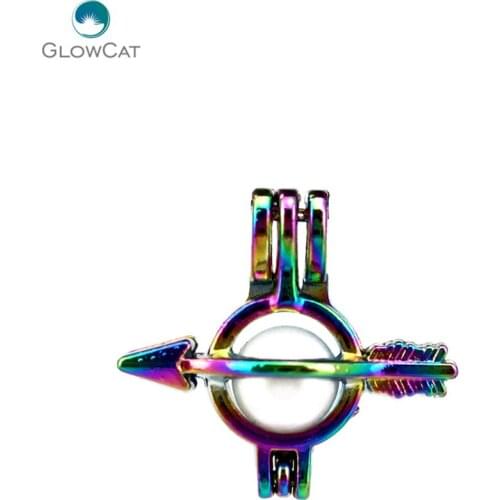 C603 5pcs/lot COLORS Multicolor 22mm Round Arrow heart cage Pendant Pearl Locket Fairytale Party