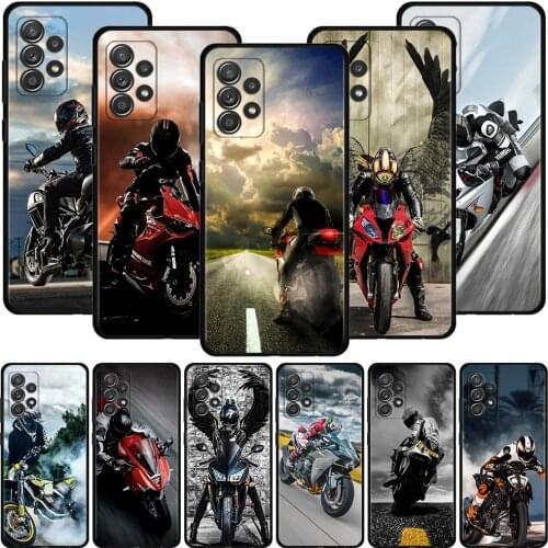 Cover For Samsung Galaxy A51 A71 A41 A31 A11 A01 A72 A52 A42 A32 A22 A21s A02s A12 A02 Black Case Moto Cross Motorcycle Sports