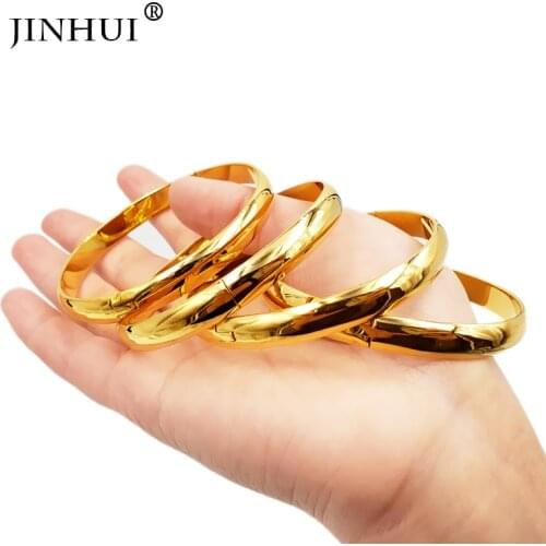 Jin Hui Saudi Arab New Fashion Gold Color Wedding Bangles for Women Bride Bracelets Ethiopian/france/African/Dubai Jewelry gifts