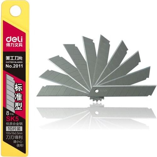 Deli 2011 high quality 18mm art blade SK5 high carbon steel paper cutter large art universal blade 10 pieces / box