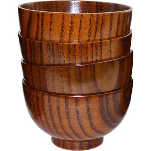 Wooden Bowl Japanese Style Wood Rice Soup Bowl Salad Bowl Food Container Large Small Bowl for Kids Tableware Wooden Utensils 1pc
