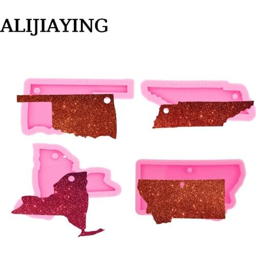 DY0228 Glossy American state shape Arizona map Keychain Mould Silicone Resin Mold for Epoxy Jewelry DIY Crafts Necklace