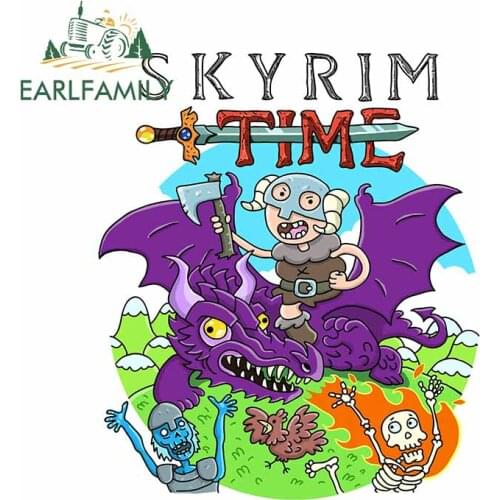 EARLFAMILY 13cm x 11cm For Skyrim Time Funny Car Stickers Sunscreen Decal Waterproof Auto Decals Vinyl Material for VAN ATV