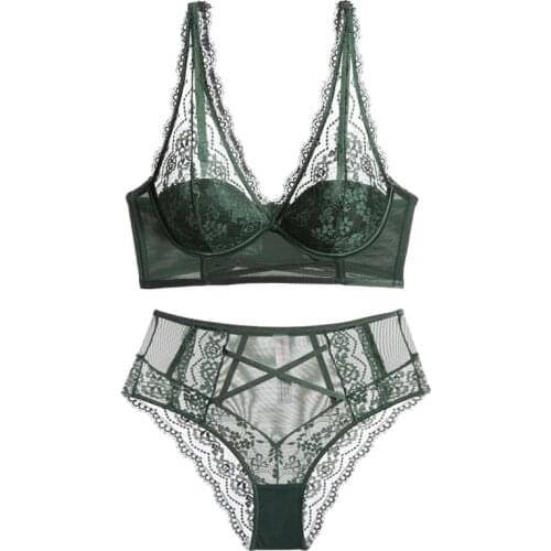 French Sexy Thin Cotton Push Up Bra Set Lash Lace White Lingerie Suit Underwear Women Brassiere High Waist Panties BCD Cup