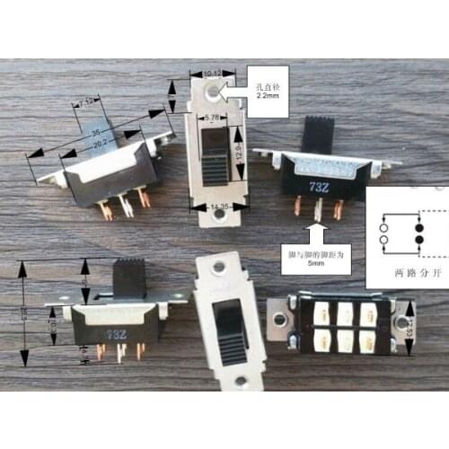 Import Japan toggle switch slide switch 2 gear 6 feet high current 8A250V long life handle 9mm