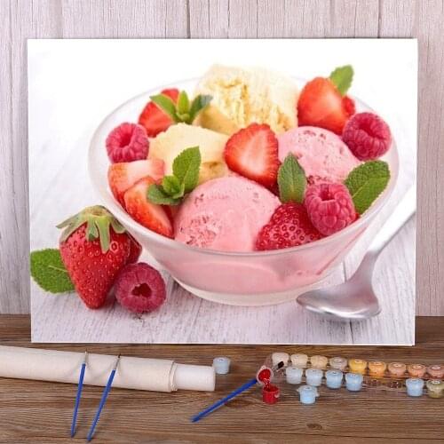 Fruit Strawberry DIY Painting By Numbers Set Acrylic Paints 40*50 Picture By Numbers Photo New Design Children Wall Drawing