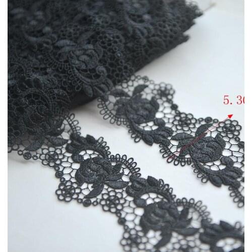 2 Meters 5.3cm Width Black Floral Lace Trim Ribbon Applique Cord Lace Fabric Sewing Accessories