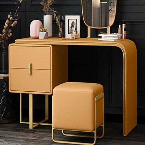 Italian style light luxury dressing table postmodern minimalist Hong Kong style bedroom dressing table small apartment leather