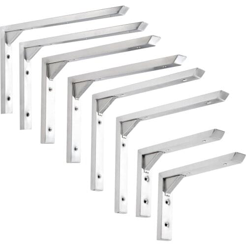 2Pcs Stainless Steel Square Tube Shelf Support Brackets Microwave Oven Bookshelves Right Angle Shelf Brackets Frames 6/8/10/12In