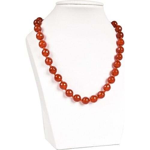 Natural Red Agates Carnelian 10mm Cut Round Necklace Handmade DIY Design Jewelry Women Clothing With Festival Birthday Gifts 18"