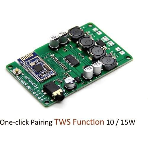 TWS Two Box Bluetooth 5.0 Power Amplifier Board 2x15W / 10W Support AUX Audio Input Support Serial Port Change Name
