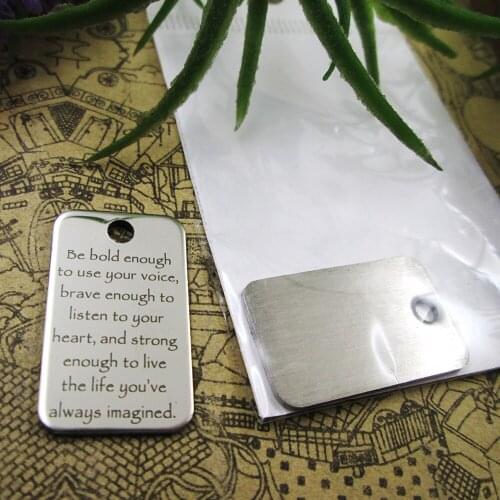 20pcs--"be bold enough to use your voice..."stainless steel charms 5 styles for choosing DIY Charms for necklace bracelets