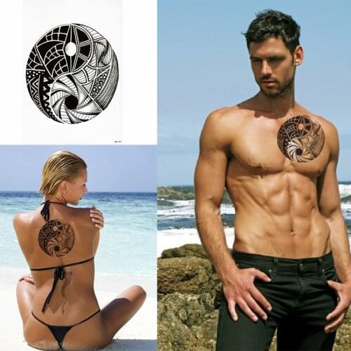 TRIBAL YIN YANG TEMPORARY TATTOO, MAORI, BLACK, MENS, WOMENS, STICKER TATTOO ARM
