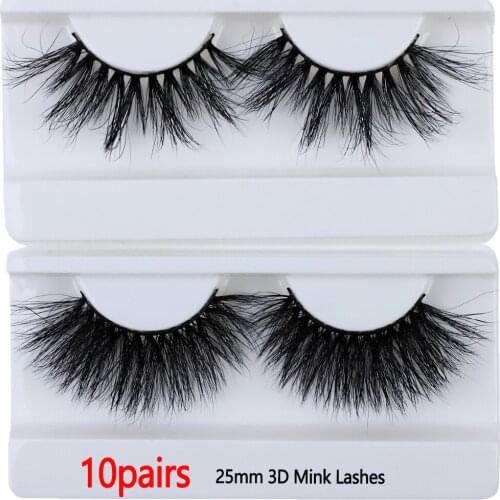 TDANCE 10Pairs 25mm Mink False Eyelashes Wholesale 3D Mink Lashes Big White Tray Label Makeup Dramatic Long Mink Lashes