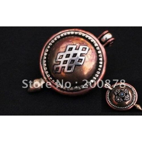 TGB082 Tibetan brass Prayer box,35mm,Amulet dorje Gau pendants box,Chinese Lucky knots,colorful