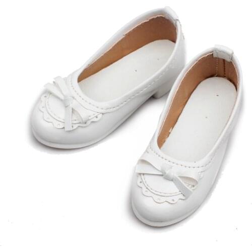 [wamami] 122# White 1/3 SD DOD BJD Dollfie Mid Heeled Bowite Synthetic Leather Shoes