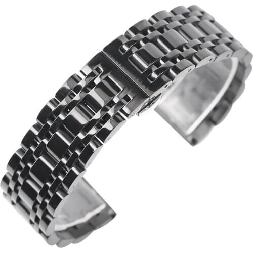 High Quality 20mm 22mm Solid Stainless Steel Watchband Strap Bracelet For Men Women Watches Replacement Push Button Hidden Clasp
