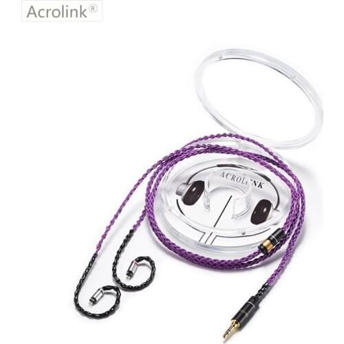 Acrolink 1.2m High Qulity 8core Upgraded Silver Plated Earbuds with 0.78mm 2 Pins Interface for 3.5Plug Audio Headphone Cable