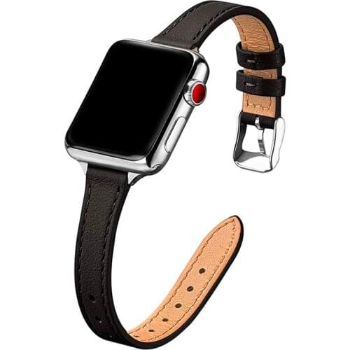 Strap For Apple Watch 6 Band SE 44mm 40mm Slim Thin Leather Watchbands Bracelet For iWatch 5 4 Applewatch 3 42mm 38mm Women